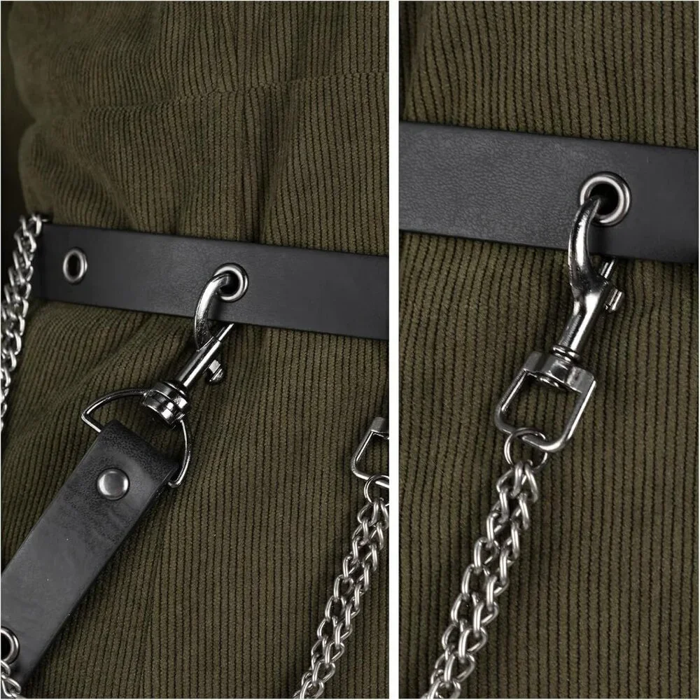 Medieval Women Belt Vintage Faux Leather Chain Pouch Costume Accessory